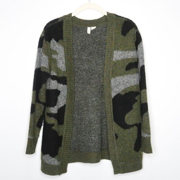 Moth Anthropologie Womens Open Front Cardigan Size XS Estilo Green‎ Camo Office - Picture 2 of 10
